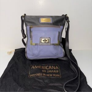 Americana by Sharif Medium Purse Blue Pebbled Leather Crossbody Shoulder Bag NWT